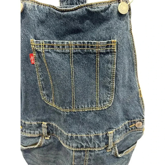 LEVI'S Girls Blue Reg Denim Shortalls Overalls Size L 12/14 - Picture 6 of 7